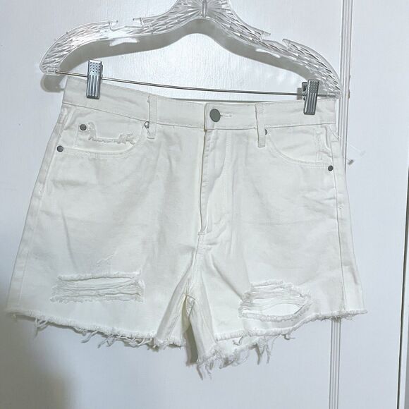Articles of Society Womens Distressed Off-White Size 27 Denim Shorts NEW - Picture 1 of 6